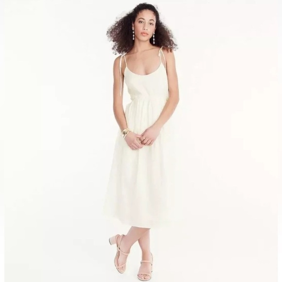 New J. Crew Ivory Ecru Midi Ramie Dress Sz 6 - Picture 3 of 13